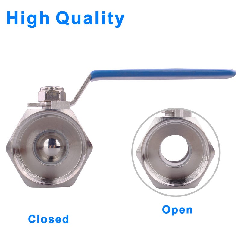 DERNORD Stainless Steel Ball Valve 1PC Type NPT Standard Port for Water, Oil, and Gas (1.5 Inch Ball Valve) - Image 3